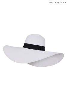 South Beach White Wide Straw Hat With Wire Brim (K10390) | €20.50