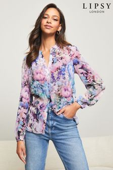銀箔花卉圖案 - Lipsy紐扣領恤衫 (K10490) | HK$314