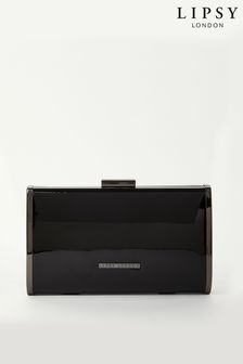 Lipsy Black Patent Box Clutch Mini Bag (K10534) | €40