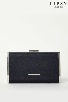 Lipsy Navy Glitter Box Clutch Mini Bag (K10535) | INR 3,675