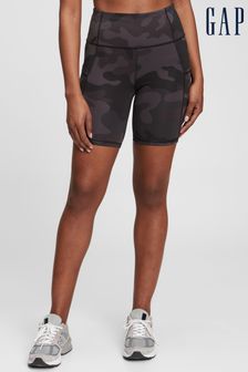 Gap Black Camo Recycled High Rise Pocket Cycle Gym Shorts (K12440) | €25