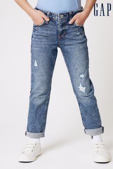 Gap Mid Wash Blue Distressed Girlfriend Jeans (5-16yrs) (K12703) | kr550