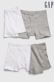 Gap Grey/White Kids Organic Cotton 4 Pack Boxer Briefs (4-13yrs) (K12761) | €22.50