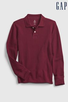 Gap Red Organic Cotton Uniform Long Sleeve Polo Shirt (K12767) | €15.50