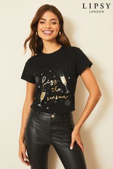 Lipsy Black Fizz Regular Christmas T-Shirt (K13159) | 24 €