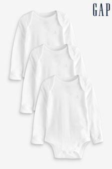 Alb - Pachet 3 body-uri din bumbac organic Gap First Favorite (K13326) | 162 LEI