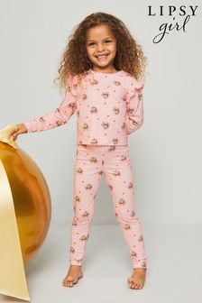 Różowe z reniferem - Lipsy Mini Jersey Christmas Pyjamas (K13626) | 87 zł - 103 zł