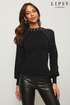 Črna črna - pulover Lipsy Bleščice rokavi (K13639) | €38