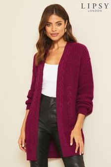 Berry Red - Lipsy Mixed Cable Cardigan (K13640) | 266 LEI