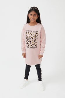 Roz cu model - Set pulover și colanți pentru copii Society 8 - Fete (K13660) | 207 LEI