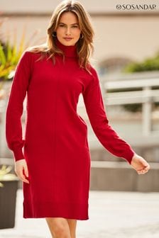 Sosandar Red Roll Neck Slouch Dress (K13836) | kr974