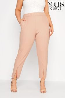 Yours Curve Peach Tapered Scuba Trouser With Split Front (K14105) | €29