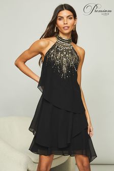 Lipsy embellished pleat sale swing dress