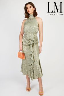 Little Mistress Sage Green Foil Midaxi Dress (K14236) | 215 zł