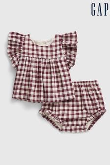 Gap Purple Linen-Cotton Gingham Two-Piece Outfit Set (K14378) | €22