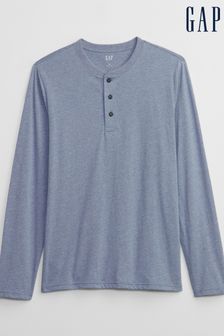 Gap Blue Henley Long Sleeve T-Shirt (K14729) | kr223