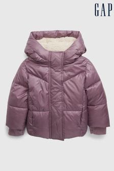 Gap Purple Water Resistant Sherpa Lined Recycled Puffer Jacket (K14827) | €33