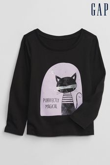 Gap Black Cat Graphic Cat Long Sleeve Crew Neck T-Shirt (K14845) | €4.50