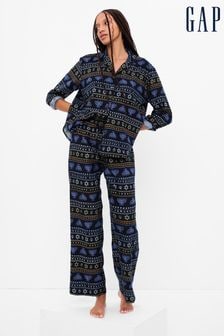 Albastru Hanukkah - Pijama din flanel Crăciun Gap (K14906) | 320 LEI