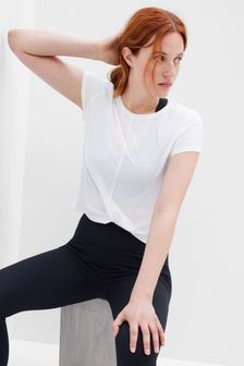 Gap White Cropped Short Sleeve Crew Neck Knot Detail Breathable T-Shirt (K14909) | €18.50
