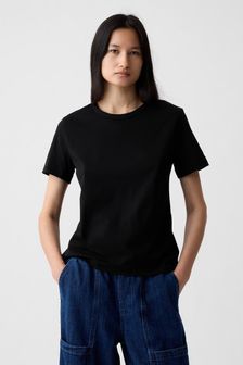 Negro - Camiseta de manga corta y cuello redondo vintage de algodón orgánico Gap (K15162) | 25 €