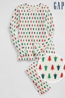 Gap White Organic Cotton Tree Print Long Sleeve Pyjama Set (K15296) | 37 €
