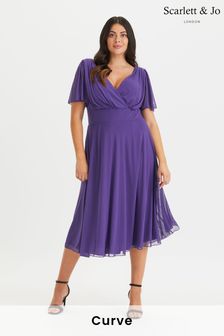 Scarlett & Jo Purple Victoria Angel Sleeve Mesh Midi Dress (K15513) | 94 €