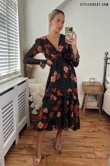 Style Cheat Green Birdie Frill Tie Back Dress (K15891) | $107