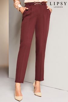 Jagodno rdeča - Lipsy hlače s krojem po meri in obrobo (K16306) | €17