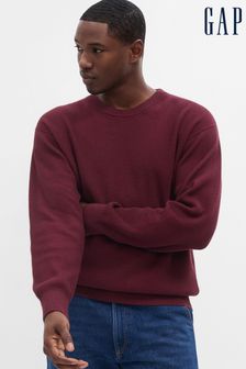 Temno rdeča - Gap rebrast pulover z okroglim ovratnikom  (K16327) | €46
