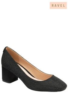 Ravel Black Satin Block-Heel Court Shoes (K16588) | €18