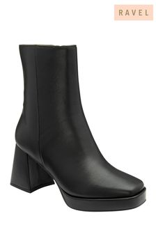 Ravel Black Platform Block-Heel Zip-Up Ankle Boots (K16596) | €46