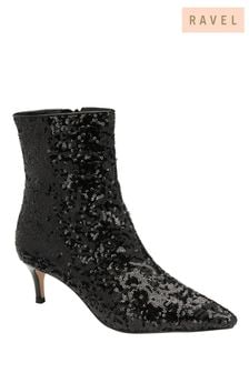 Ravel Black Sequin Stiletto-Heel Zip-Up Ankle Boots (K16598) | 108 €