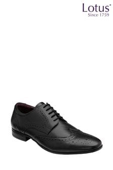 Lotus Black Leather Lace-Up Brogues (K16618) | €73