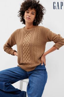 Brown - Gap progasto pleten pulover z okroglim ovratnikom (K16829) | €46