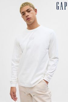 Weiß - Gap Langärmeliges Shirt mit Rundhalsausschnitt und Logo (K16838) | 31 €