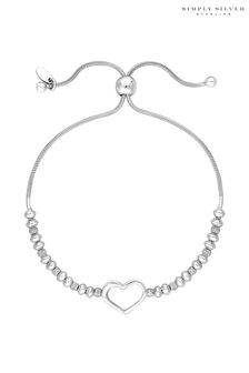 Bracelet Simply Silver motif cœur ajouré avec nœud coulissant (K16977) | €53