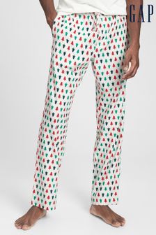 Gap White Christmas Tree Print Cotton Pyjama Bottoms (K17399) | €22