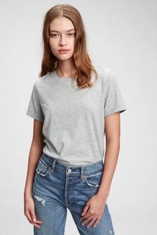 Gris claro - Camiseta de manga corta y cuello redondo vintage de algodón orgánico Gap (K17442) | 25 €