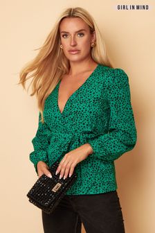 Girl In Mind Green Wrap Front Blouse (K17585) | €20