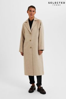 Selected Femme Stone Longline Tailored Coat With Recyled Wool (K17821) | €108
