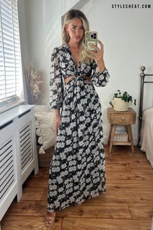 Robe longue Style Cheat Tami à découpes (K17823) | €28