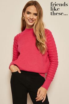 Friends Like These Pink Cable Sleeve Jumper (K17876) | €29