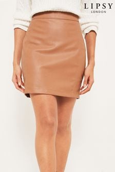Lipsy Neutral Faux Leather Mini Skirt (K17887) | $52