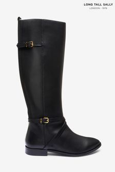 Long Tall Sally Black Leather Riding Boot (K18073) | €76