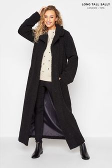 Long Tall Sally Black Maxi Teddy Coat (K18075) | €24 - €50