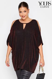 Yours Curve Red London Party Cold Shoulder Cape Top (K18093) | €12