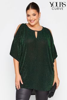 Yours Curve Green London Party Cold Shoulder Cape Top (K18095) | €22