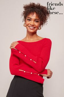 Rot - Friends Like These Long Sleeve Cut Out Jumper (K18185) | 38 €