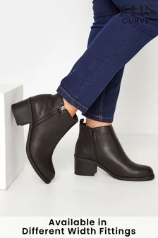 Yours Curve Black Extra-Wide Fit Block Heel Zip Boot (K18268) | R843